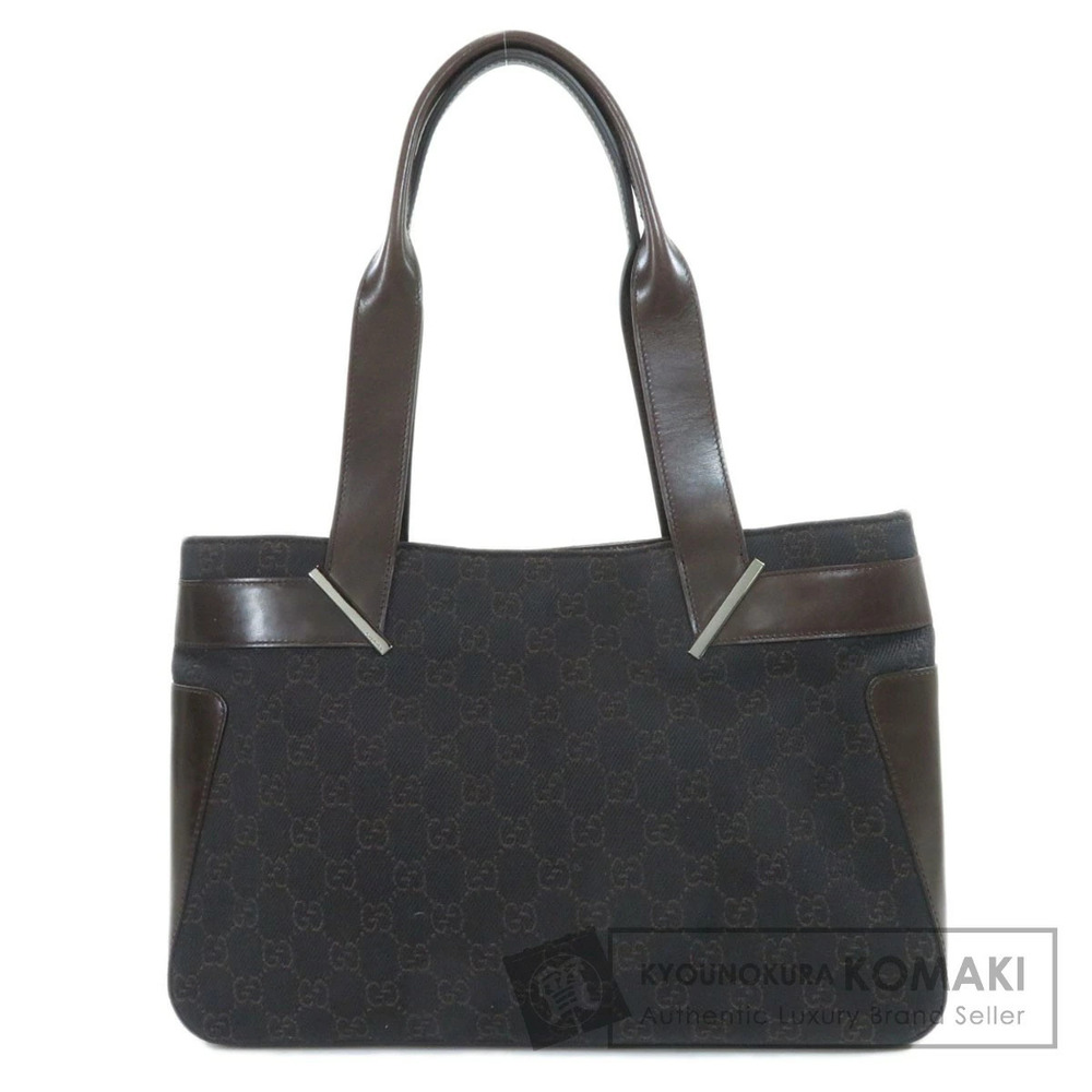 Gucci GG Canvas Handbag brown leather distinctive Black